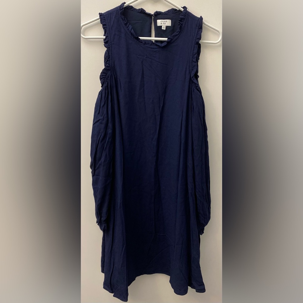 Crown & Ivy Ruffled Navy Mini Dress